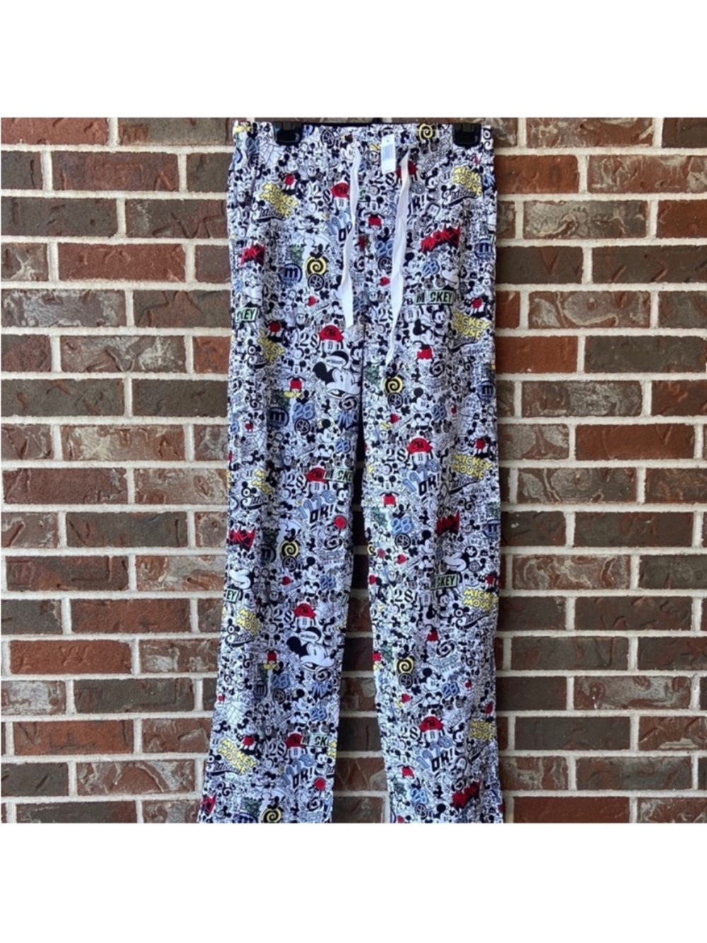 Disney Parks Mickey Mouse Black White Red Yellow Graphic Pajama Pants